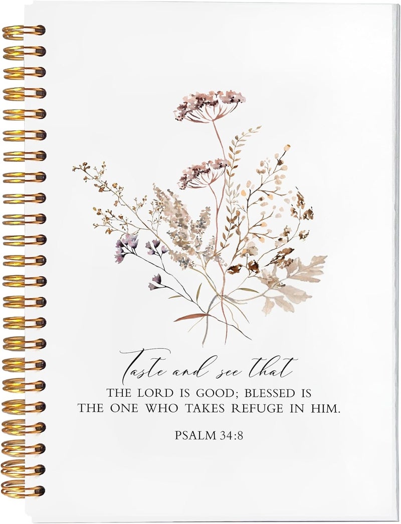 BearCake bible notebooks for note taking,Christian Notebook,Christian Gifts for Women,Taste and See That the Lord is Good Floral spiral bible with note taking space,spiral bible 5.5x8.3 - Image 1